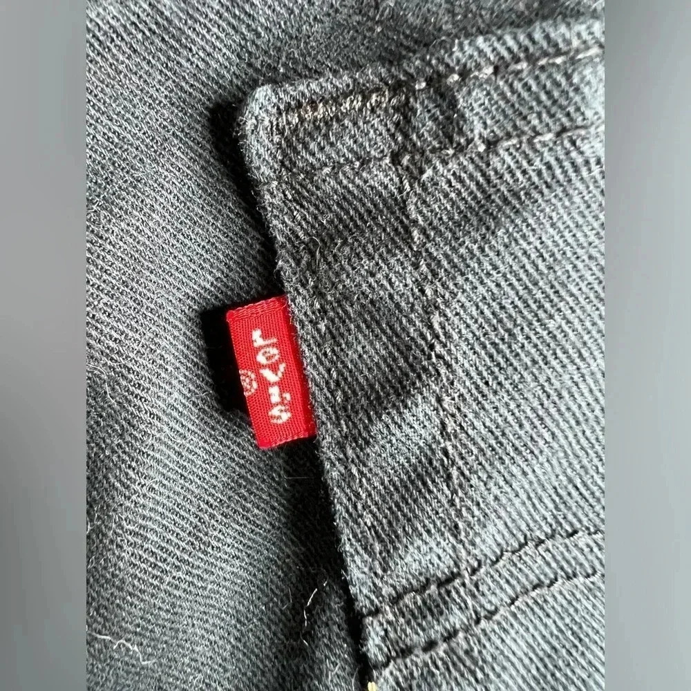 Levis 505 Jeans Womens 6 short Black Straight Leg Mid Rise 5 Pocket Denim - Picture 4 of 6